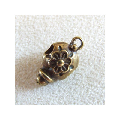 Breloque tonneau fleur bronze 9x15mm Breloque tonneau fleur bronze 9x15mm