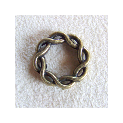 Intercalaire anneau torsadé bronze 15mm (X1)