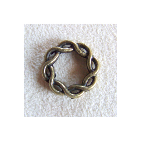 Intercalaire anneau torsadé bronze 15mm (X1)