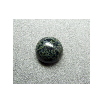 Cabochon rond en verre 14mm Noir marbré vert