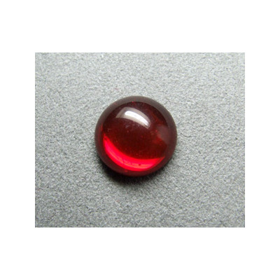 Cabochon rond en verre 14mm Rubis transparent