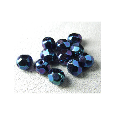 Facettes en verre de Bohême 6mm Irisées Bleu (x25)