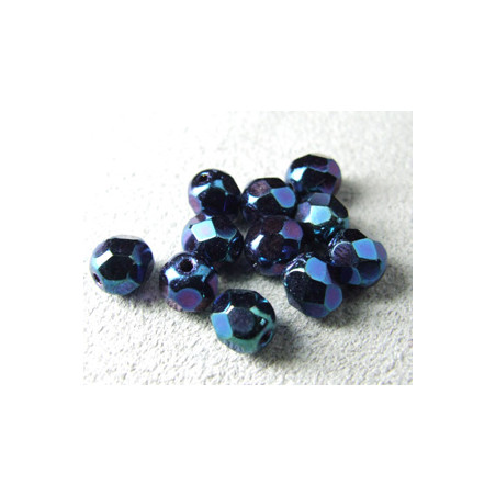 Facettes en verre de Bohême 6mm Irisées Bleu (x25)