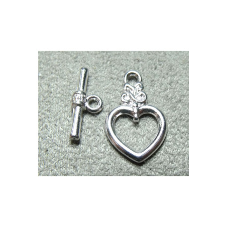 Fermoir Argenté Coeur 20X13mm (x1)