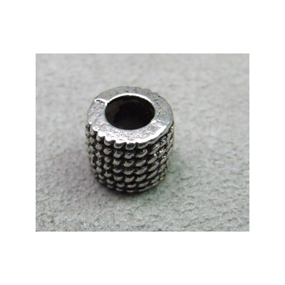 Perle rondelle intercalaire 9x7mm - argenté vieilli (x1) 
