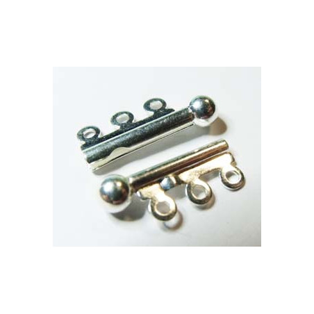 Fermoir 3 rangs à clipser Argent 25X13 mm (x1)