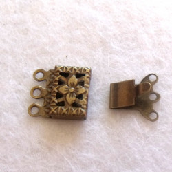 Fermoir 3 rangs Bronze 10X12 mm (x1)