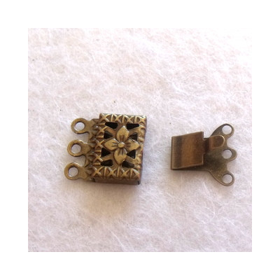 Fermoir 3 rangs Bronze 10X12 mm (x1) Fermoir 3 rangs Bronze 10X12 mm (x1)
