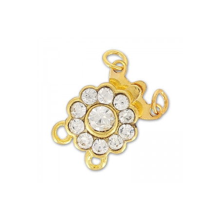 Fermoir 2 rangs Doré Fleur 13X10X6mm (X1)