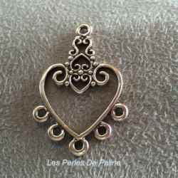 Réducteur 3 Rangs Argent vieilli coeur 31X21X2mm(X4)