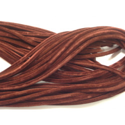 Cordon Tube Velours Marron 3mm 92cm (X1)