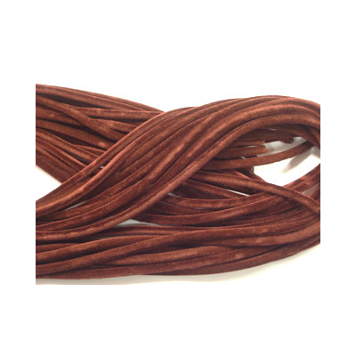 Cordon Tube Velours Marron 3mm 92cm (X1)