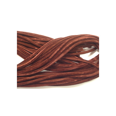 Cordon Tube Velours Marron 3mm 92cm (X1)