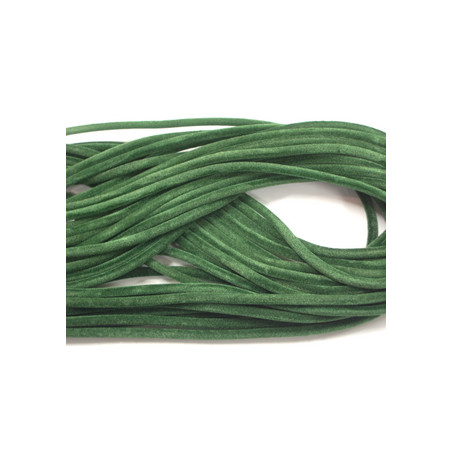 Cordon Tube Velours Vert Olive 3mm 92cm (X1)