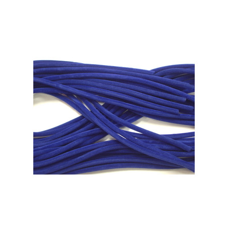 Cordon Tube Velours BLeu Roi 3mm 92cm (X1)
