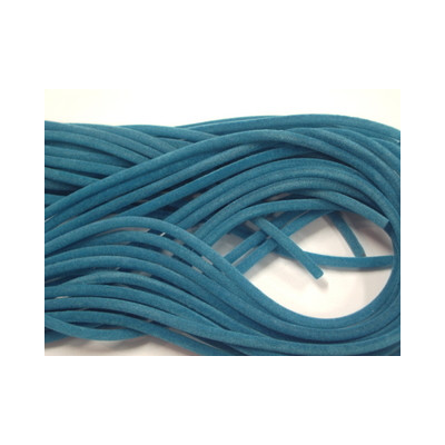 Cordon Tube Velours Turquoise 3mm 92cm (X1)