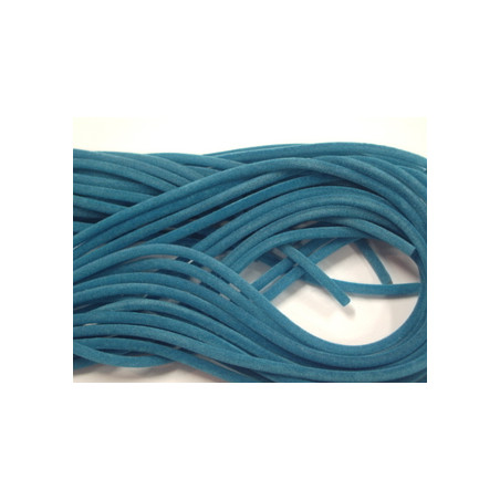 Cordon Tube Velours Turquoise 3mm 92cm (X1)