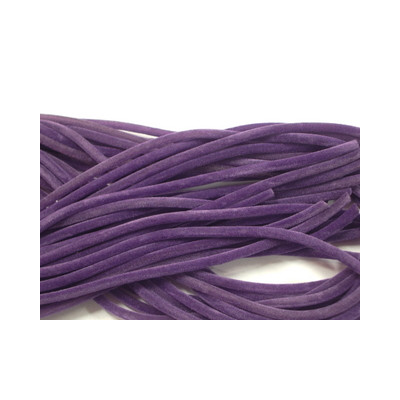 Cordon Tube Velours Violet 3mm 92cm (X1)