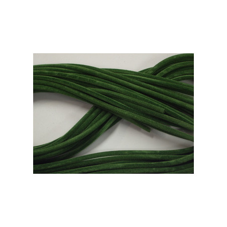 Cordon Tube Velours Vert Foncé 3mm 92cm (X1)