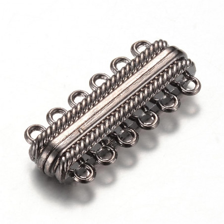 Fermoir Magnétique Gris anthracite 6 rangs avec sécurité 33X14x7mm (X1)
