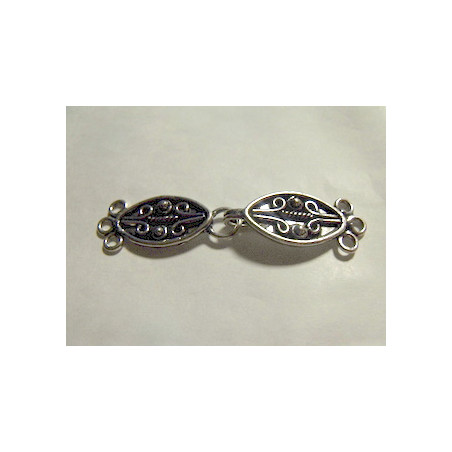 Fermoir 3 rangs argenté vieilli 56X13 mm (x1)