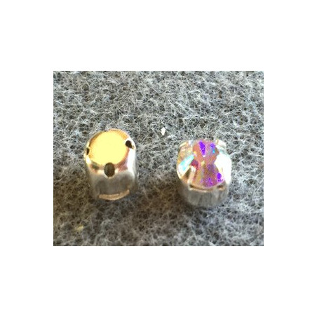Chaton monté Swarovski 6mm Cristal AB (x10)