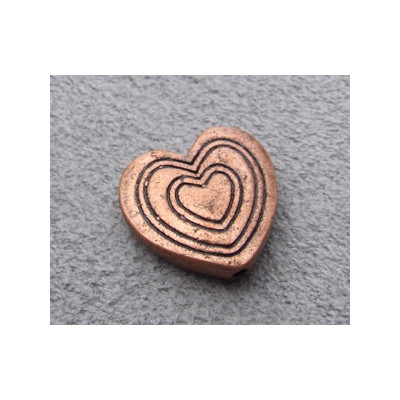 Breloque Cuivre Coeur Plat Striée 24x22mm (X1)