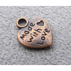Breloque Cuivre Coeur Made Love 12*10mm(X1)