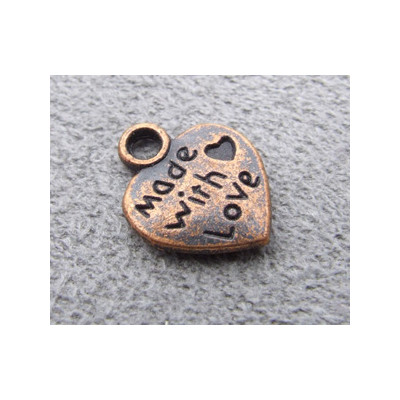 Breloque Cuivre Coeur Made Love 12*10mm(X1)