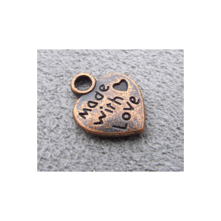 Breloque Cuivre Coeur Made Love 12*10mm(X1)