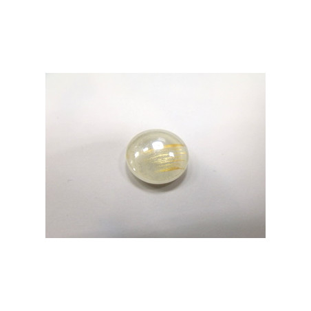 Cabochon Verre Blanc et Or 10mm (X1) perle Bombo