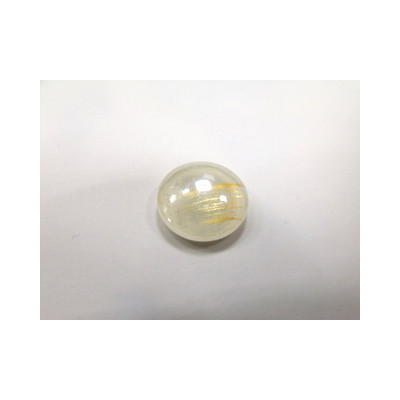 Cabochon Verre Blanc et Or 14mm(X1)