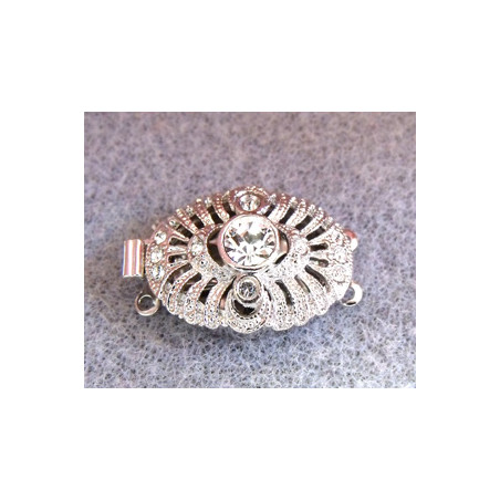 Fermoir Rhodié Argenté 2 rangs 26X16mm(X1)