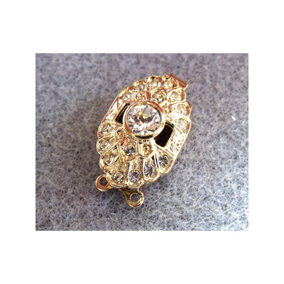 Fermoir Plaqué Or rhodié Strassé 24X14mm(X1) Fermoir Plaqué Or rhodié Strassé 24X14mm(X1)