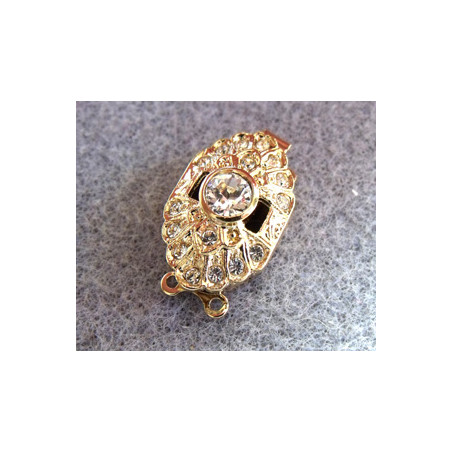 Fermoir Plaqué Or rhodié Strassé 24X14mm(X1)