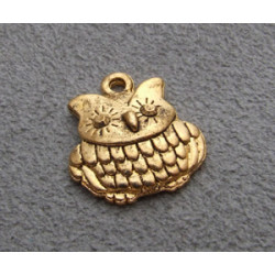 Breloque Dorée Hibou 16*14mm(X1)