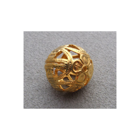 Boule Filigrane Plaqué Or 15mm(X1)