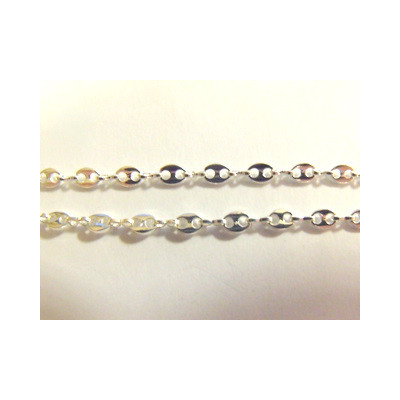 Chaine moyenne Grain de Café plaqué Argent 8X7mm (X10cm) Chaine moyenne Grain de Café plaqué Argent 8X7mm (X10cm)