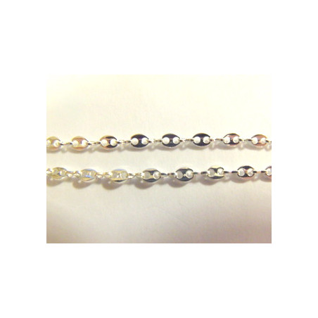 Chaine moyenne Grain de Café plaqué Argent 8X7mm (X10cm)