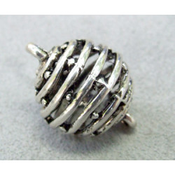 Perle métallisée boule spirale 16mm argenté (x1)