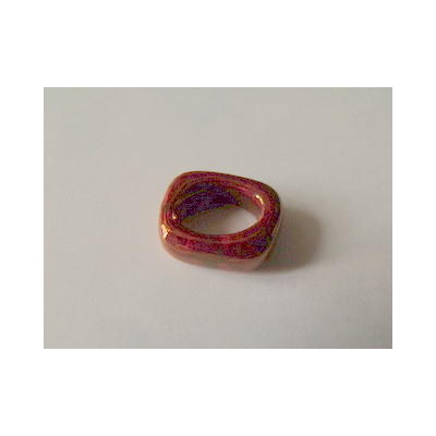 Rondelle céramique 17X14X5X10mm Rouge multi émaillé(X1)