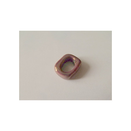 Rondelle céramique 17X14X5X10mm Pourpre multi émaillé(X1)
