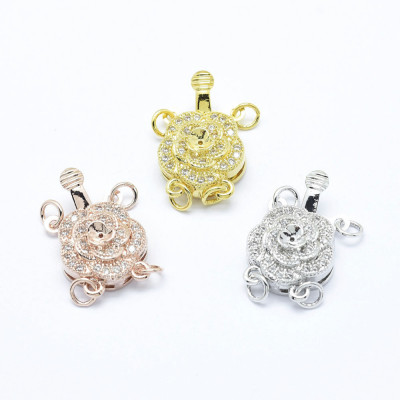 Fermoir 2 rangs Rose 20X13X6mm (X1) Fermoir 2 rangs Rose 20X13X6mm (X1)