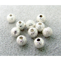 Perle métallisée boule effet diamantée 4mm argenté (x1)