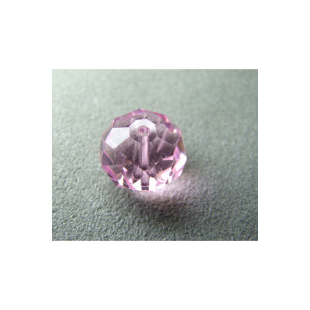 Perle ronde aplatie en en Cristal de Chine 14x10mm Rose (X1)