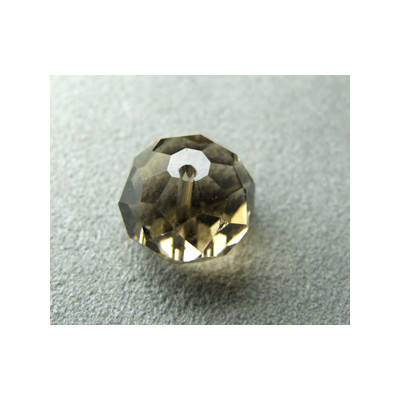 Perle ronde aplatie en en Cristal de Chine 14x10mm Smoky Quartz (X1)