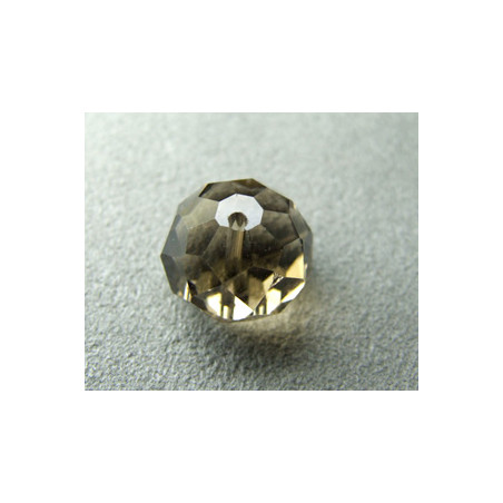 Perle ronde aplatie en en Cristal de Chine 14x10mm Smoky Quartz (X1)