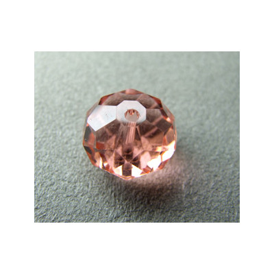Perle ronde aplatie en en Cristal de Chine 14x10mm Pêche (X1)