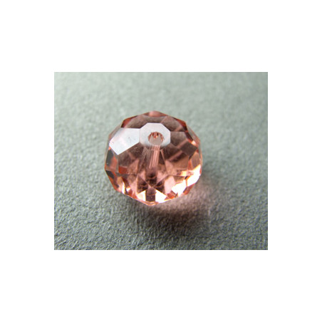 Perle ronde aplatie en en Cristal de Chine 14x10mm Pêche (X1)