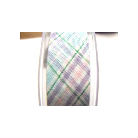 Biais Liberty Ecossais Vert rose violet 20mm(X50cm)